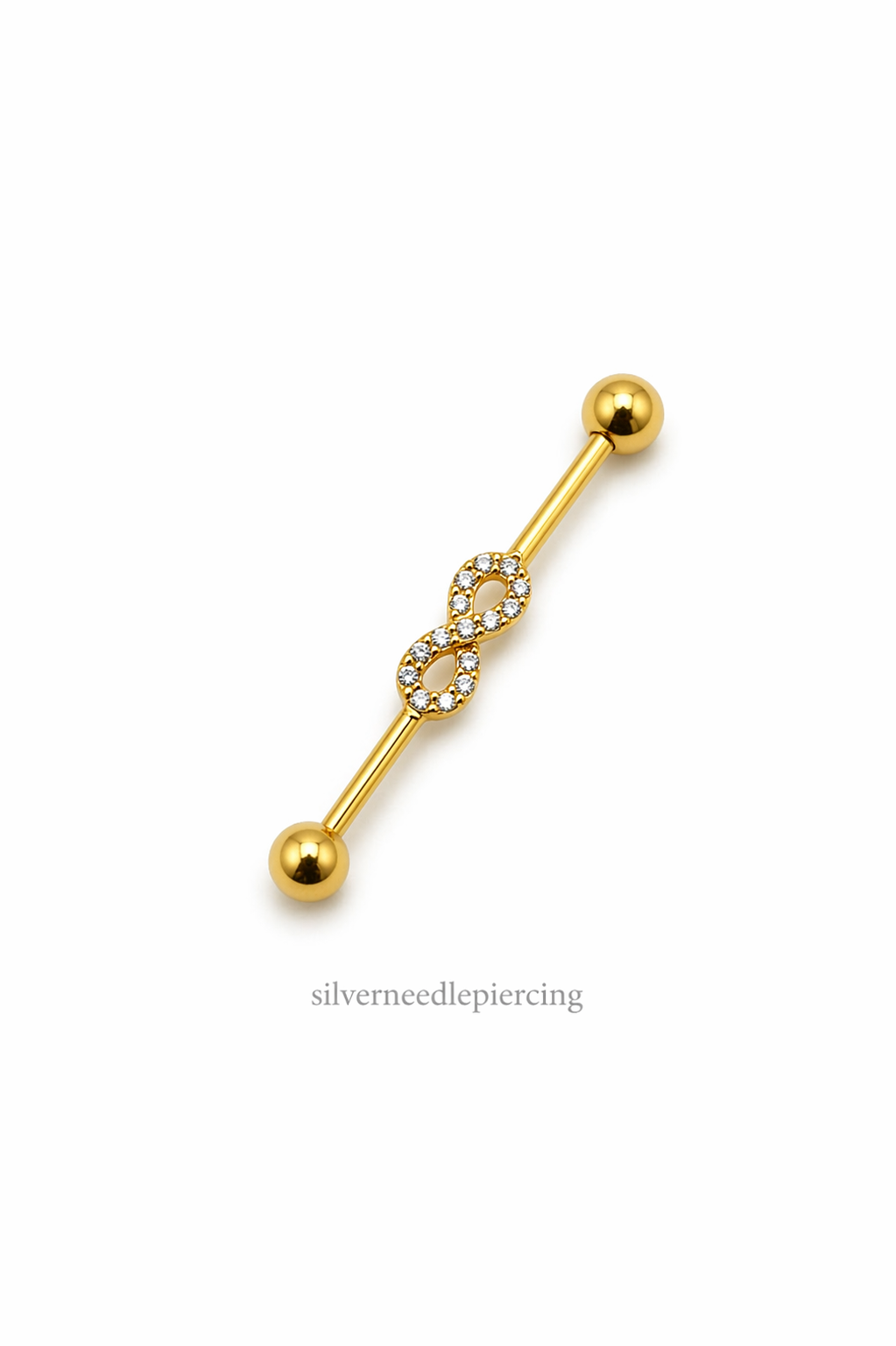 Industrial Barbell mit Zirconia 24K Gold PVD 