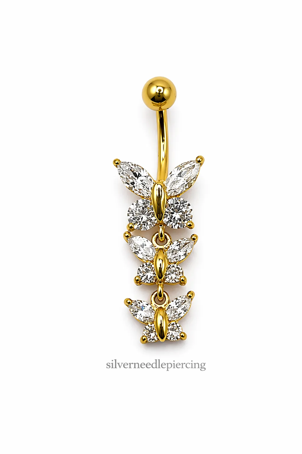 Bauchnabel Schmetterling Gold / Silber / Roségold 1.6 mm x 10 mm 